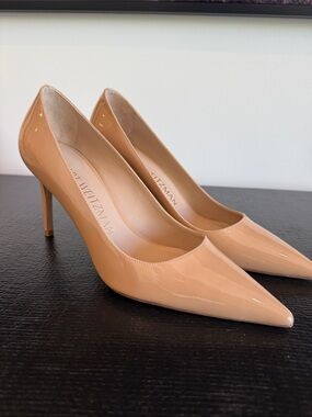 Stuart Weitzman Patent Leather Pointed Nude Pumps